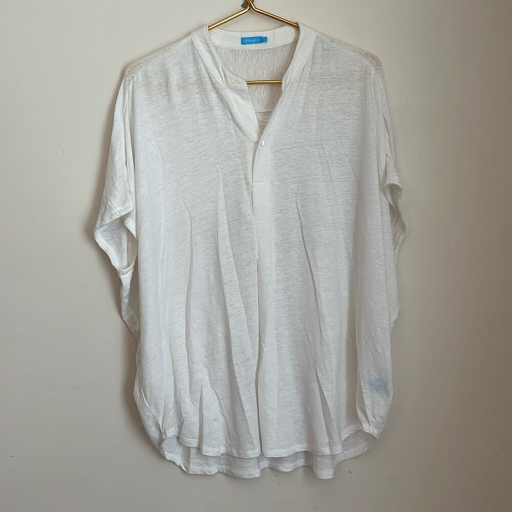 J. McLaughlin White Linen Sleeveless Oversized Top
